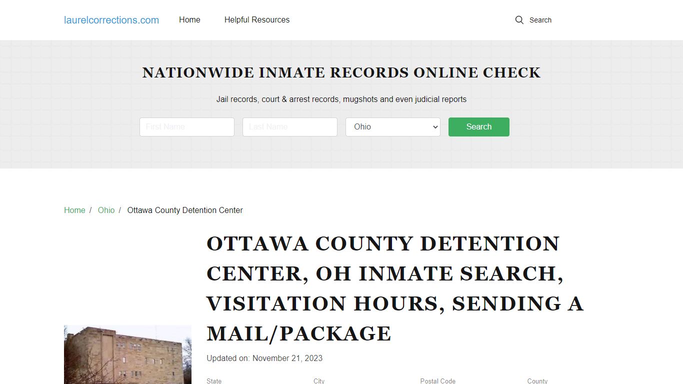 Ottawa County Detention Center, OH Inmate Search, Visitation Hours
